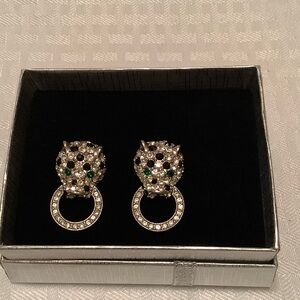 Vintage Kenneth Jay Lane for AVON Spotted Leopard Panthers Jaguar Clip Earrings